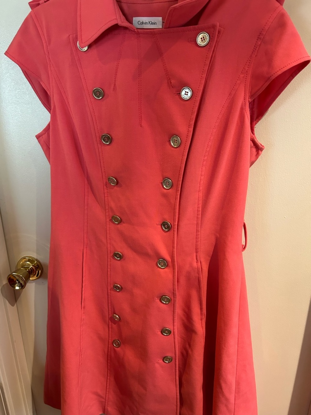 Calvin Klein Coral Double-Breasted Dress